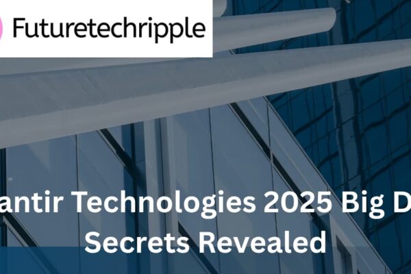 Blue and white geometric header image showing Palantir Technologies 2025 Big Data and AI concept for FutureTechRipple.