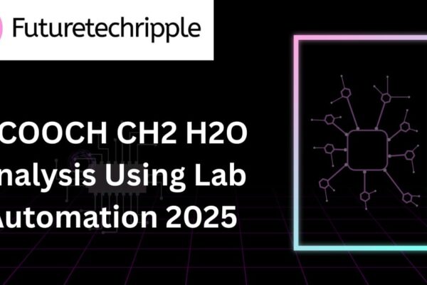 HCOOCH CH2 H2O chemical analysis using AI-powered lab automation in 2025, futuristic purple technology lab setup