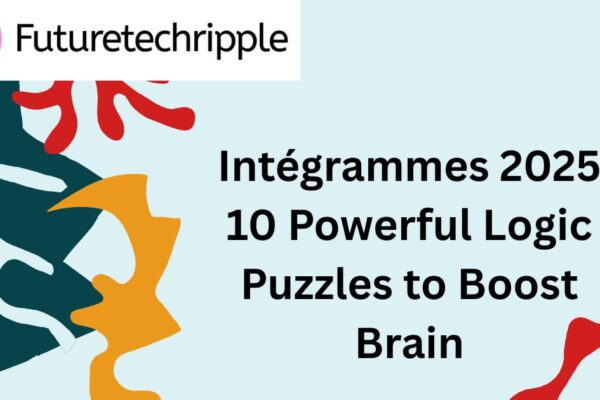 Intégrammes 2025 blog header image showing blue and yellow abstract style for logic puzzles