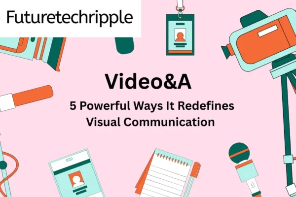 Video&A blog header image by FutureTechRipple showing pink and green lined design representing AI-powered visual communication.