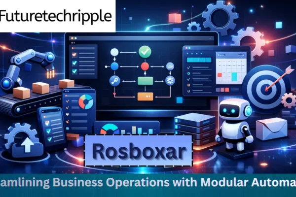 Rosboxar workflow automation dashboard with robotic processes and connected business apps.
